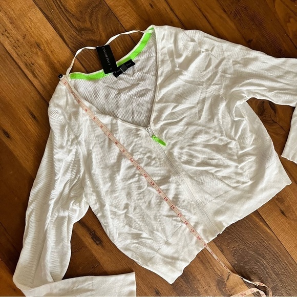 Lane Bryant Cropped Mesh Zip Up Cardigan Sweater 18/20 Athletic White S - Picture 4 of 6